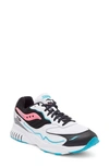 Saucony 3d Grid Hurricane Sneaker In White/ Black/ Pink