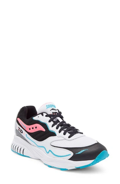 Saucony 3d Grid Hurricane Sneaker In White/ Black/ Pink