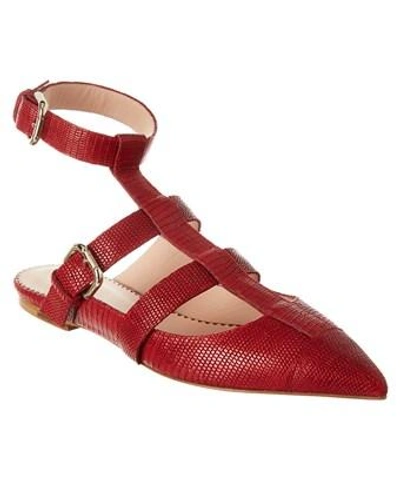 Red Valentino Pixiered Leather Ballerina Flat In Red