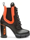 Prada Chunky Lace-up Boots In Black