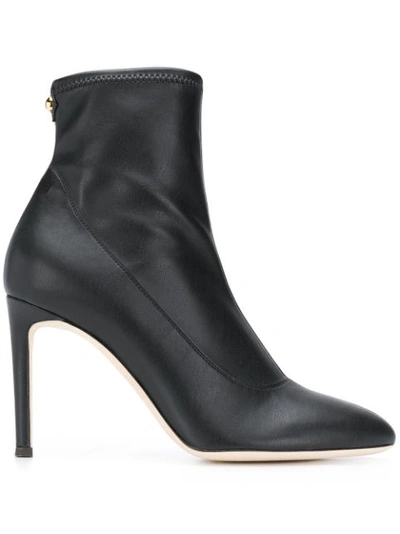 Giuseppe Zanotti Black Stretch Glittered Boots In Velvet In 5652