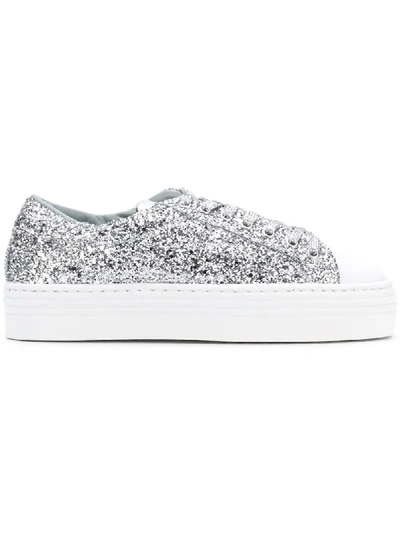 Chiara Ferragni Glitter Leather Platform Sneakers