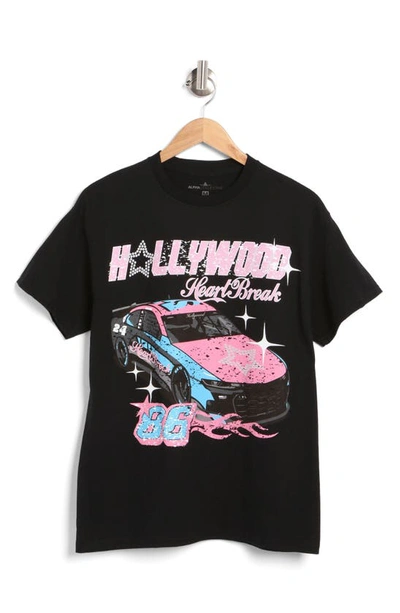 Alpha Collective Hollywood Racing Cotton Graphic T-shirt In Vintage Black
