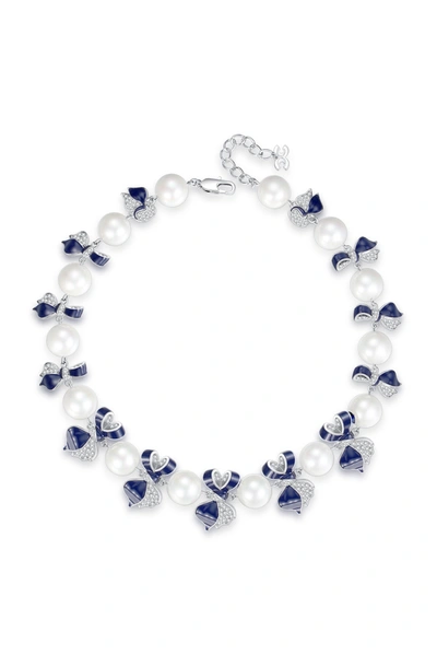 Classicharms Blue Enamel Butterfly Necklace In Silver