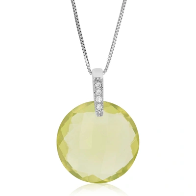 Vir Jewels 11 Cttw Pendant Necklace, Lemon Quartz Pendant Necklace For Women In .925 Sterling Silver With 18 In In Green