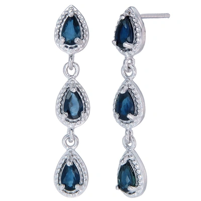 Vir Jewels 0.85 Cttw Blue Sapphire Earrings In .925 Sterling Silver With Rhodium Pear Shape
