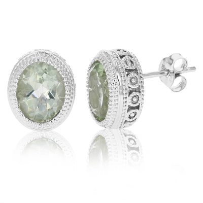 Vir Jewels Sterling Silver Green Amethyst Stud Earrings (2.2 Cttw)