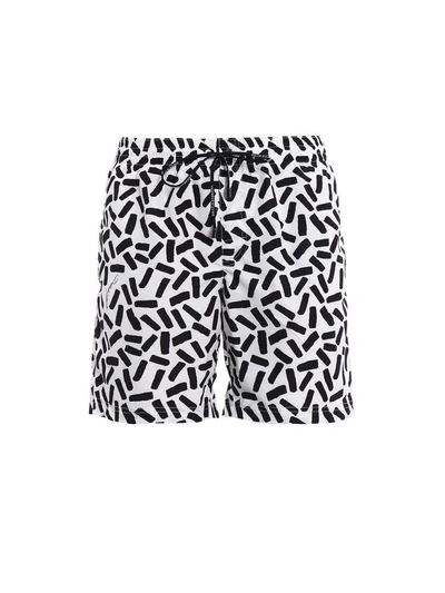 Dolce & Gabbana Abstract Print Boxers In Bianco/nero
