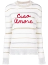 Giada Benincasa Ciao Amore Striped Wool & Lurex Sweater In Bianco