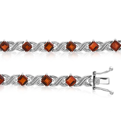 Vir Jewels Sterling Silver Garnet Bracelet (3.10 Ct) In Red