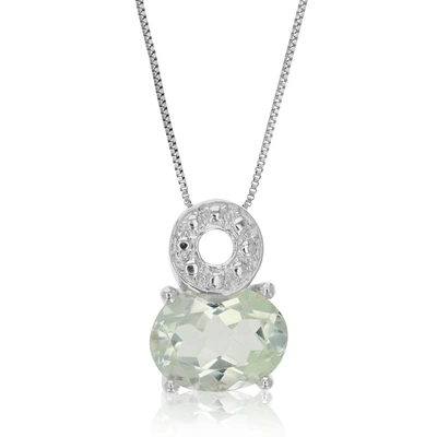 Vir Jewels 1 Cttw Pendant Necklace, Green Amethyst Oval Pendant Necklace For Women In .925 Sterling Silver With