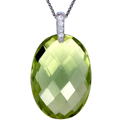 Vir Jewels 20 Cttw Pendant Necklace, Lemon Quartz Pendant Necklace For Women In .925 Sterling Silver With 18 In In Green