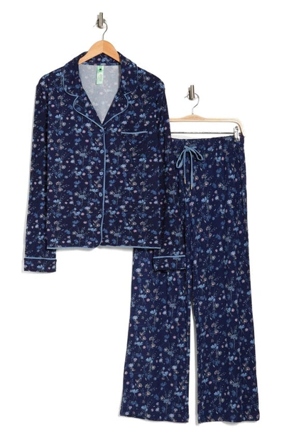 Honeydew Intimates Quiet Night Long Sleeve Button-up Top & Pants Pajamas In Zealous Mixed Floral
