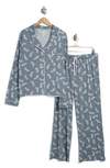 Honeydew Intimates Quiet Night Long Sleeve Button-up Top & Pants Pajamas In Eden Feathers