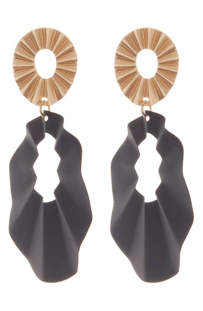 Tasha Two-tone Textured Drop Earrings In Black