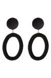 Tasha Velvet Oval Drop Earrings In Black