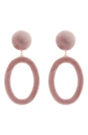 Tasha Velvet Oval Drop Earrings In Blush