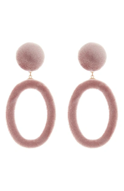 Tasha Velvet Oval Drop Earrings In Blush