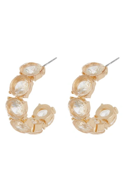 Natasha Crystal Hoop Earrings In Gold Crysyal