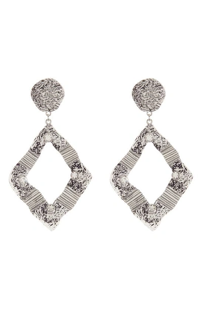 Tasha Textured Crystal Teardrop Earrings In Silver