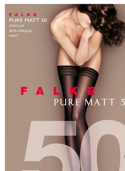 Falke Pure Matte 50 Stay Up Stockings In Black