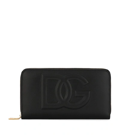 Dolce & Gabbana Leather Zip Wallet In Black