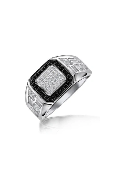 Bling Jewelry Rhodium Plated Sterling Silver Pavé Cubic Zirconia Geometric Ring