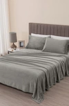 Woven & Weft Solid Plush Velour Sheet Set In Grey