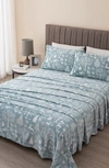 Woven & Weft Printed Plush Velour Sheet Set In Enchanted Woods - Blue