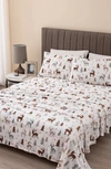 Woven & Weft Printed Plush Velour Sheet Set In Snowy Reindeer