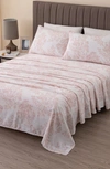 Woven & Weft Turkish Cotton Windowpane Printed Flannel Sheet Set In Toile - Blush Pink