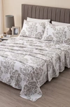 Woven & Weft Turkish Cotton Windowpane Printed Flannel Sheet Set In Toile - Grey