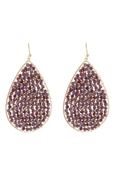 Tasha Pear Shape Bead Drop Earrings In Gold Ab Purple