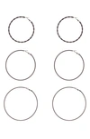 Tasha Set Of 3 Hoop Earrings In Matte Black