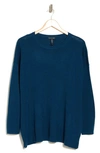 Eileen Fisher Crewneck Merino Wool Tunic Sweater In Blue Moon