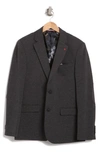Soul Of London Textured Notch Lapel Double Button Blazer In Charcoal/ Charbon