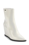 Dkny Iris Pointed Toe Wedge Bootie In White