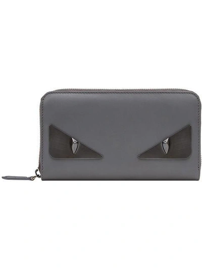 Fendi Bag Bugs Zipped Wallet In Grey