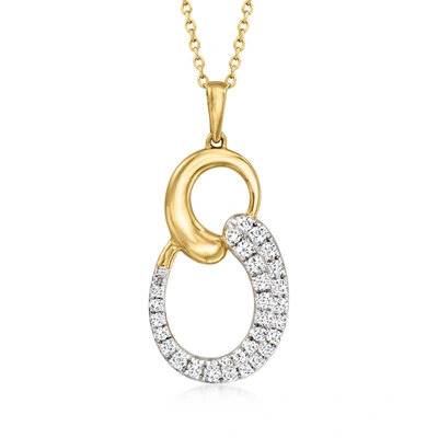 Ross-simons Pave Diamond Swirl Pendant Necklace In 18kt Yellow Gold In Silver