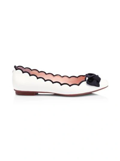 Kate Spade Scalloped Leather Flats In White