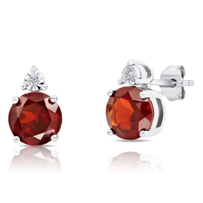 Max + Stone 7mm Round Gemstone And Diamond Accent Stud Earrings In Sterling Silver In Multi