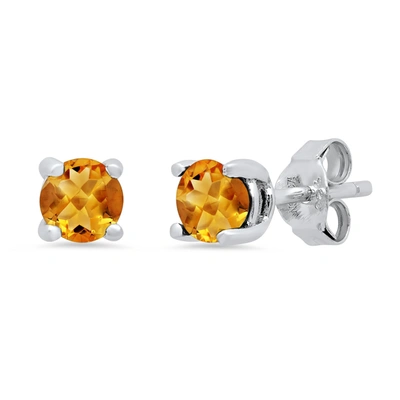 Max + Stone Sterling Silver 5mm Gemstone Round Stud Earrings With Push Backs In Multi