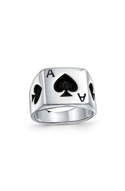 Bling Jewelry Sterling Silver Gambler Ace Of Spades Signet Ring