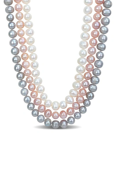 Delmar Triple Strand Multicolor Freshwater Pearl Necklace In White Multicolor