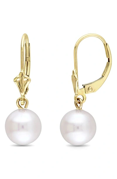 Delmar Freshwater Pearl Drop Earrings In White