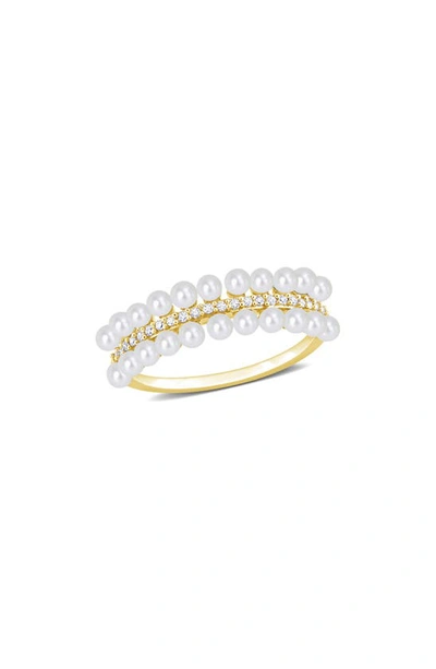 Delmar 10k Gold Cultured Freshwater Pearl & Diamond Ring In White