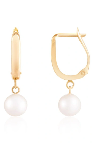 Splendid Pearls 14k Gold Freshwater Pearl Hoop Earrings In White