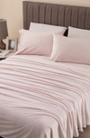 Woven & Weft Solid Plush Velour Sheet Set In Blush Pink