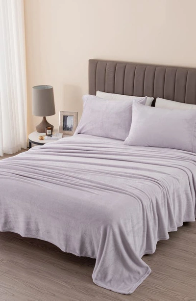 Woven & Weft Solid Plush Velour Sheet Set In Lilac