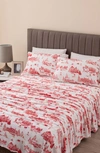Woven & Weft Printed Plush Velour Sheet Set In Snowtown Toile - Red